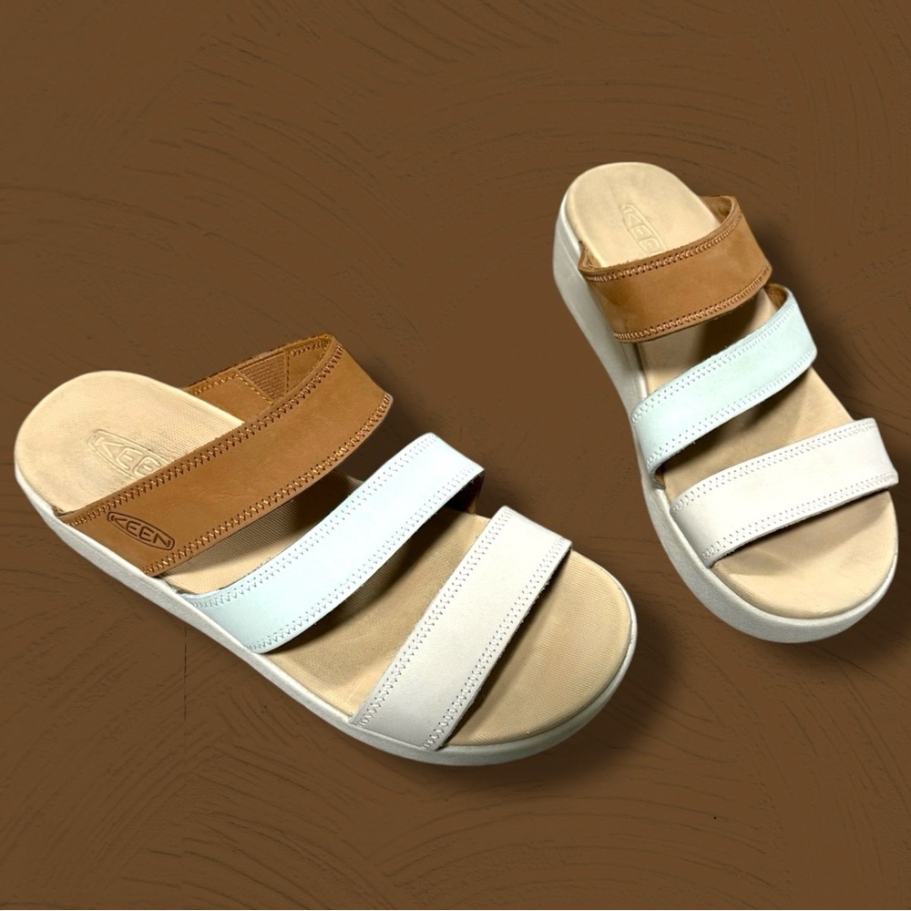 Keen Ellecity Wedge Slide Sandals Natural Aqua - Picture 2 of 6